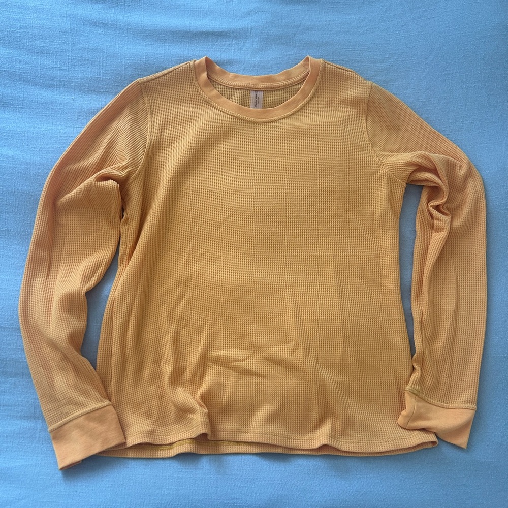 Outdoor Voices Peach Long Sleeve Waffle Knit Top